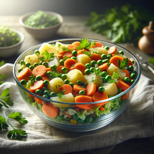 Ingredients of a Polish dish - salatka jarzynowa with parsley